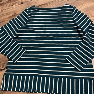 Talbots Teal and White Striped Top